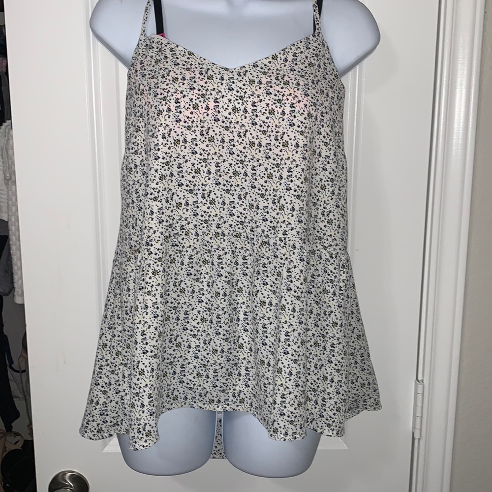 New white floral tank top blouse